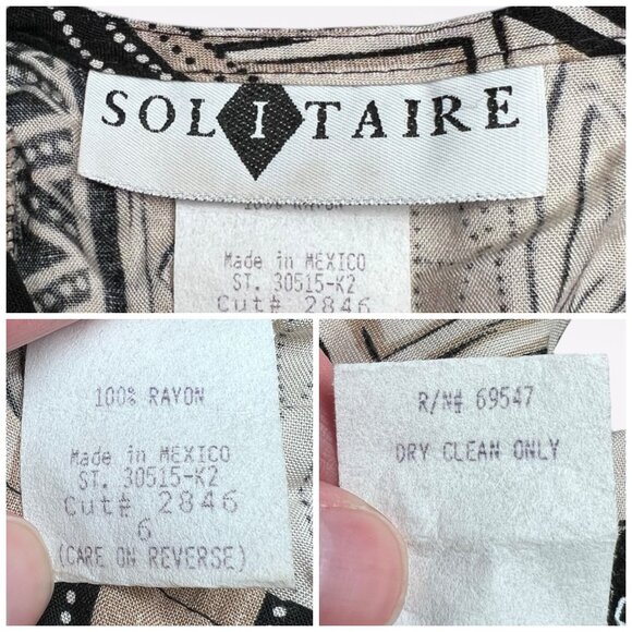 Vintage Solitaire Tribal Stripe Blouse Short Sleeve Rayon Small - Picture 3 of 10